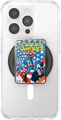 Marvel Captain America Mag Safe Pop Socket Grip – Secure Enamel Phone Holder with Kickstand, Wireless Charging Ready, Lightweight Design for Ultimate Usability and Marvel Fandom Style