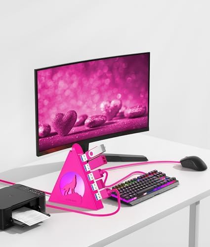 Elevate Your Connectivity Game with the Joy Reken 7-Port USB 3.0 Hub – High-Speed Data Transfer, Vertical Design with RGB Lighting, Ideal for PC, Mac, Laptop, PS5, Xbox, and More – 5 Gbps Performance with 2 FT Extension Cable for Optimal Placement and Style