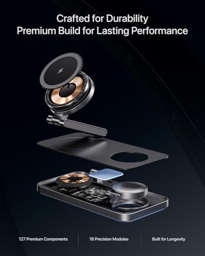 Intoval 3-in-1 Foldable Wireless Charging Station – Qi2 Certified 15 W Fast Charger for i Phone 16/15/14/13/12, Apple Watch & Air Pods, Magnetic Stand with 30 W Adapter – Ultimate Convenience & Portability for Modern Lifestyles