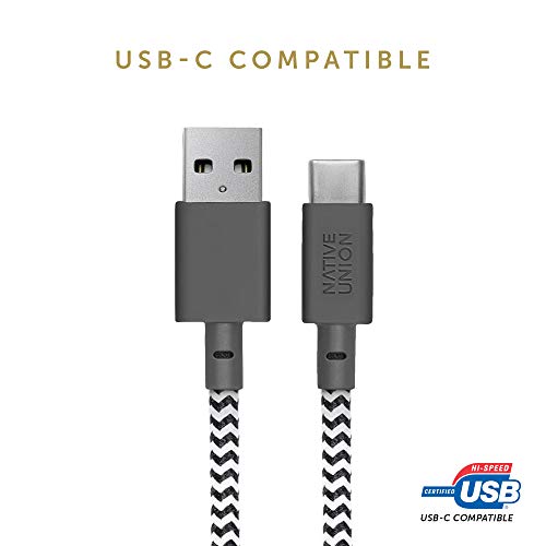 Native Union Belt Cable XL 10 ft USB-C to USB-A – Ultra-Durable Charging Solution with Leather Organizer for i Phone 16, Samsung Galaxy Z Fold 6, Pixel 9 Pro & More – Maximize Speed & Style with Tangle-Free Design