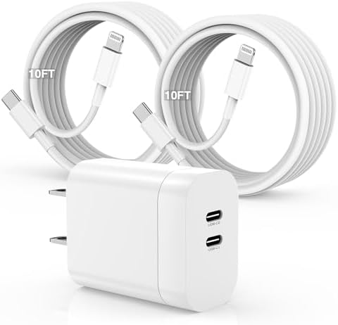 45 W USB-C Fast Charger Bundle for i Phone 16/16 Pro Max & 15/15 Pro Max – 2-Pack 10 FT Type C Cables, PD 3.0 Power Delivery Adaptor for i Pad Pro, Mac Book Air/Pro M1/M2, Air Pods – Stylish Purple Design with Enhanced Charging Speed and Compatibility