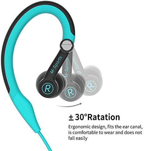 Experience Unmatched Performance with MUCRO Sports Wired Earbuds – Sweatproof Over-Ear Hook Design for Secure Fit, Enhanced Sound Quality, and Integrated Microphone for Calls – Ideal for Running, Gym Workouts, and High-Energy Activities – Compatible with 3.5 mm Jack Devices in Vibrant Green