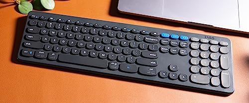Transform Your Typing Experience with the ZAGG Pro Keyboard 12 – Compact Wireless Charging Multi-Device Keyboard for Windows, mac OS, Android & More – Ergonomically Designed for Comfort & Productivity – Effortless Device Switching for Modern Multitaskers