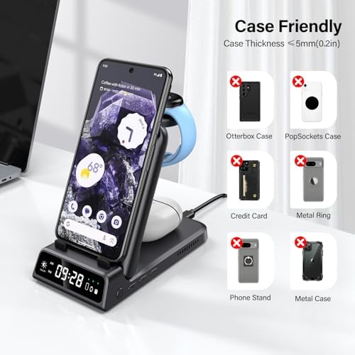 3-in-1 Wireless Charger Stand for Pixel Watch 3/2 and Google Pixel Devices – Fast Charging Station for Pixel 9 a/9 Pro/9/8/7/6/5/4 & Pixel Buds Pro/2 – Sleek, Efficient Design for Modern Tech Users – Enhanced Compatibility for Streamlined Charging Experience