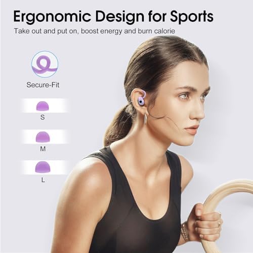 Poounur Bluetooth 5.3 Wireless Sport Earbuds – 50 Hours Playtime, IP7 Waterproof, Noise-Cancelling Headphones with Earhooks and Dual LED Display for Ultimate Comfort and Sound Quality – Perfect for Active Lifestyles and Outdoor Adventures