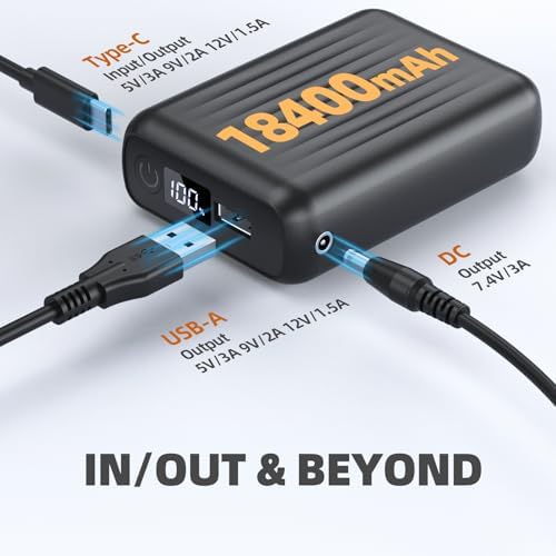 Portable Heated Vest Battery Pack for ORORO & Venustas – Fast Charge Power Bank with LED Display & Dual Adapter Cables for Ultimate Compatibility and Performance in Cold Weather Gear