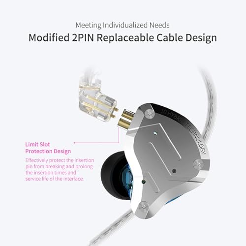 KZ ZS10 Pro Hybrid IEM Earphones – Ultimate 4 BA + 1 DD Driver System for Superior Audio Clarity, Premium Stainless Steel Finish, Customizable Detachable Cable, Perfect for Audiophiles, Musicians, and Gamers Seeking Unrivaled Hi-Fi Sound Quality, Ergonomic Lightweight Design for Extended Comfort in Any Listening Environment