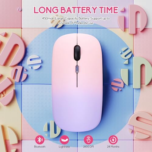 Seamless Productivity with 3 Pack Rosy Glow Red Wireless Bluetooth Mouse – Rechargeable, Silent, and Slim Dual Mode Mice for Laptop, Desktop, i Pad, and Mac – Perfect for On-the-Go Professionals and Students