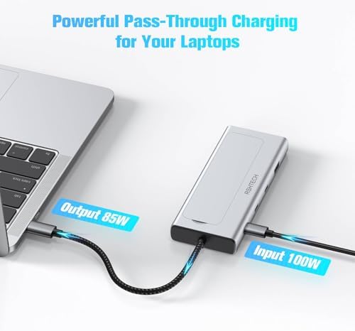 Transform Your Workspace with RSHTECH 5-in-1 USB C Hub: Lightning-Fast 10 Gbps Data Transfer, M.2 NVMe/SATA SSD Enclosure, and 100 W Power Delivery for Mac Books and Laptops – Sleek Aluminum Design for Ultimate Portability and Compatibility