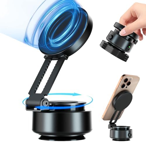 Magnetic Mobile Phone Holder for Car, 360 Adjustable Rotation Electric Vacuum Suction Cup Phone Mount with Extendable Arm, Compactable & Portable Hands-free Cell Phone Holder for Car Outdoor Home – Enhanced Compatibility and Speed