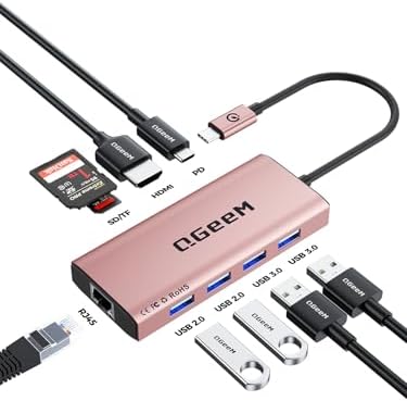Unlock Seamless Connectivity with the QGee M 9-in-1 USB C Hub – The Ultimate Multi-Port Adapter for High-Speed Data Transfer, 4 K HDMI Output, and 100 W Power Delivery – Perfectly Compatible with Mac Book Pro, Air, i Pad, Dell, HP, Lenovo, and Chromebook – Compact, Stylish Blue Design for On-the-Go Professionals and Creatives