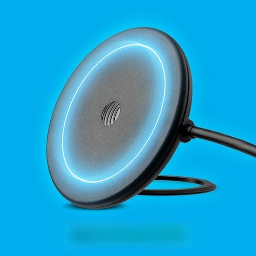 AT&T 15 W Magnetic Qi Wireless Charging Pad with Built-in Ring Stand – Fast USB-C Power Delivery for i Phone, Samsung Galaxy & Google Pixel – Sleek, Case-Friendly Design for Effortless Charging and Hands-Free Use