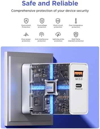 Aioneus 40 W USB C Fast Charging Block – 4-Port Dual PD & QC Wall Charger for i Phone 11-16, i Pad & Samsung Devices – Compact, High-Performance Power Adapter with Enhanced Safety Features for Home & Travel