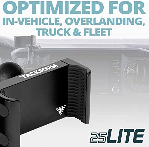 Tackform Enduro 25 LITE Phone Holder – Ultimate Vehicle Mount for Truckers and Off-Roaders | Spring Tension Design for Secure Device Cradling | 1″ B-Sized Rubber Ball | Durable Billet Aluminum | RAM & ARKON Compatible | Perfect for Rock Crawling and Fleet Use