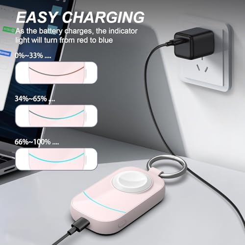 Sleek Pink Portable Wireless Charger for Apple Watch – 2500 m Ah Fast Charging Solution for Series 10/9/8/7/6/5/4/3/2/SE/UItra/UItra 2 – Ultimate Travel Accessory for Active Lifestyles and Quick Recharges Anywhere