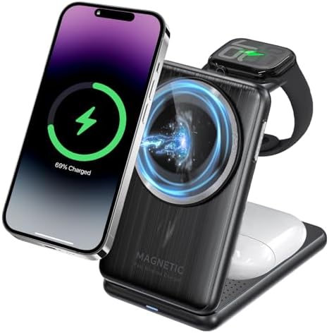 Ultimate 3-in-1 Magnetic Wireless Charging Stand for i Phone 16/15/14/13/Pro/Max, Apple Watch & Air Pods – Fast, Efficient, and Clutter-Free Charging Solution for Modern Lifestyles
