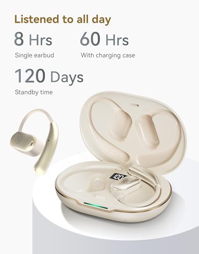 Ultra-Lightweight King Lucky Open Ear True Wireless Earbuds – Bluetooth 5.3 Sports Headphones with 60-Hour Battery Life, Dual Device Connectivity & Exceptional Sound Clarity for Active Lifestyles and Outdoor Adventures