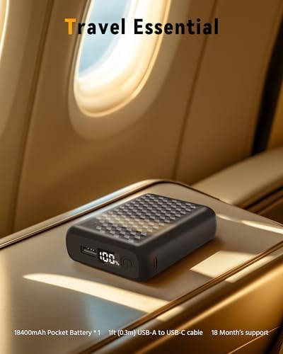 Wulcea 18400 m Ah High-Capacity Power Bank for Heated Jackets – Compact Portable Charger with Type-C Input/Output, Fast Charging & Digital Display – Reliable Power Solution for Genovega VERGOO Heated Vests and More