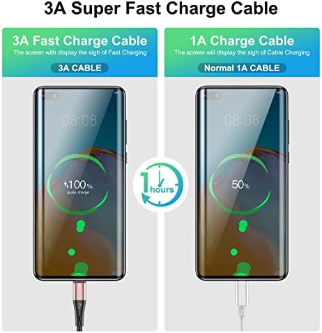 Premium 10 FT USB Type C Cables – Fast Charging 3 A, 3-Pack Nylon Braided Quick Charger Cords for Samsung Galaxy S21/S20/S10/S9/S8 Plus, Note 20/10/9/8, LG V50/V40/G8 – Durable & Tangle-Resistant Blue Charging Solution for Maximum Efficiency