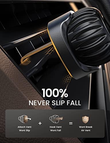 Upgrade Your Drive with the LISEN Universal Cell Phone Car Mount for i Phone & Samsung – Hands-Free Convenience with 2-Hook Vent Design, Enhanced Compatibility for i Phone 16/15 Pro Max Plus, Effortless Installation, and 360-Degree Rotation in Elegant Brown Finish