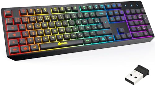 KLIM Chroma RGB Wireless Gaming Keyboard – Ultimate Performance with Long-Lasting Rechargeable Battery, Quick Typing & Water-Resistant Design for PC, PS5, PS4 & Mac – Elevate Your Gameplay with Stunning Backlighting & Enhanced Compatibility