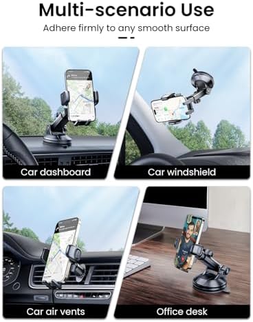 REEVAA Military-Grade Car Phone Holder – Ultra-Stable, Versatile Dashboard & Windshield Mount for i Phone 16, 15, 14 Pro Max, Samsung Galaxy S24, S25 – Secure, Easy Installation & Enhanced Compatibility for Safe Driving