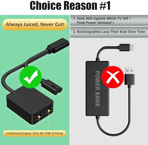 AGVEE 1.6 ft Dual USB Power Adapter for Streaming Devices | Efficient Charging Hub for Fire TV Stick, Roku, & Chromecast | Sleek Black Design for Organized Entertainment Spaces | High-Speed Dual Ports for LED Light Strips & Cable Management Solutions