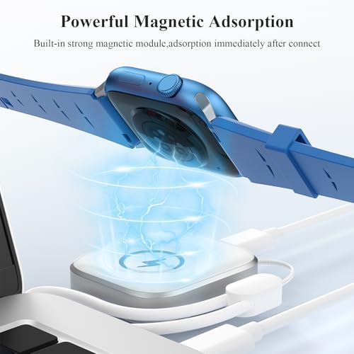Magnetic Quick Charge Portable Charger for Apple Watch – Lightweight USB Cable Compatible with Ultra 2/1, Series 10-1 & SE – Effortless Travel Solution for Fast Smartwatch Power with Secure Cordless Design