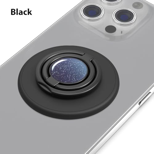 Revolutionary Mag Safe Magnetic Phone Grip and Kickstand – Sleek Black Weave Ring Holder for Ultimate Hands-Free Convenience and Effortless Wireless Charging – Dual Functionality for Enhanced Security and Stability, Perfect for i Phone Users on the Go