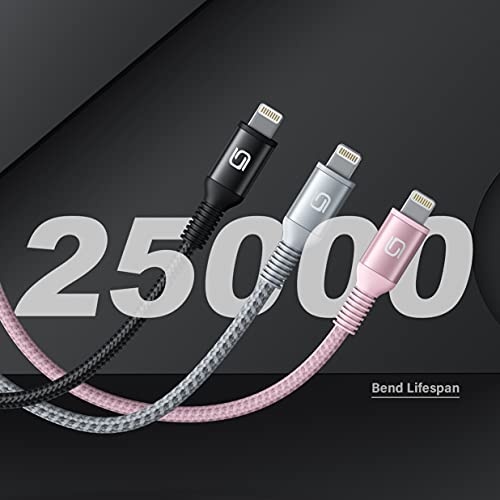 Fast Charging Nylon Braided i Phone Charger Cable – 3-Pack, 3 FT MFi Certified Lightning Cords for i Phone 14/13/12/11 Pro Max/XR/XS/X/8/7/Plus/6 S, i Pad, i Pod, and Air Pods – Enhanced Durability and Compatibility for Optimal Performance