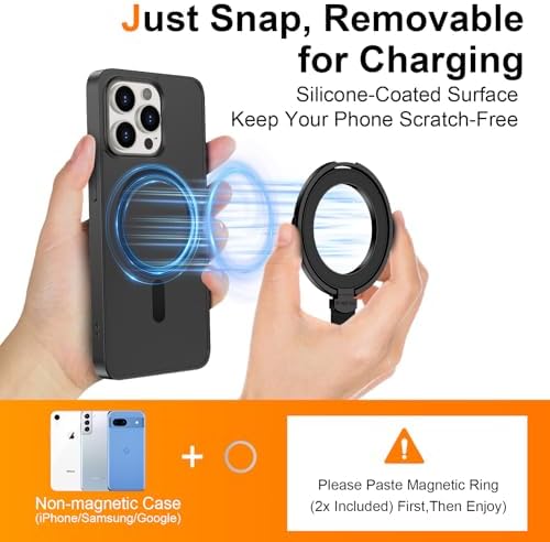 Revolutionary Magnetic Phone Grip Stand for i Phone 16 Series – 2-Pack Magsafe Kickstand & Ring Holder for Secure Handling, Effortless Wireless Charging, & Hands-Free Viewing – Compatible with i Phone 15 & 16 Models – Elevate Your Smartphone Experience with Durable Design & Sleek Aesthetics