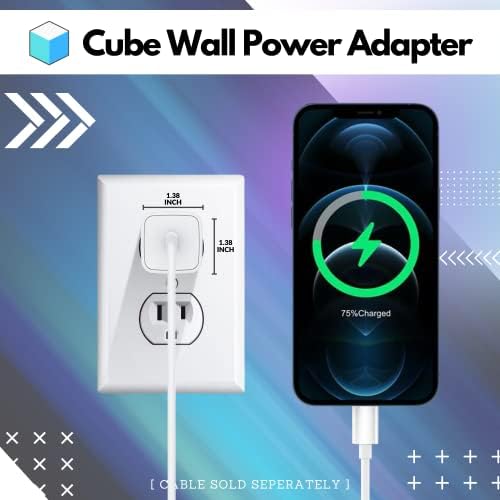 CBUS 20 W Fast Charging Cube AC Adapter – High-Efficiency USB-C Power Block for Apple Devices Including i Phone 16/15/14/13/12/11/Pro/Max and i Pad Models – Compact and Safe Wall Charger for Rapid Power Delivery and Enhanced Device Compatibility (White)