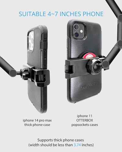 Revolutionary Aluminum Alloy Rear View Mirror Phone Holder – Multi-Angle Adjustable and Rotatable Mount for 4-7 Inch Smartphones – Ultimate Driving Safety and Seamless Connectivity for i Phone and Android Users – Effortless Installation and Modern Design