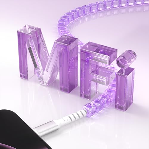 Stylish MFi Certified USB C to i Phone Charger Cable – 3 FT Square Beaded Purple Design for Rapid 66 W Fast Charging & High-Speed Data Sync – Compatible with i Phone 14, 13, 12, 11 Plus, Pro Max & i Pad 9 th/8 th – Durable, Elegant, and Efficient Charging Solution