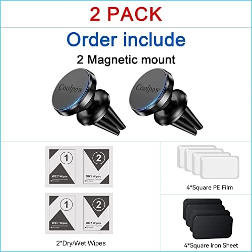 Dual-Pack Car Vent Magnetic Phone Holder for Enhanced Driving Safety | Effortless Installation & 360° Rotation | Compatible with i Phone 13, 12, 11 Pro Max, Samsung & All Smartphones | Strong Magnetic Grip & Reusable Design for Convenient Vehicle Transfers