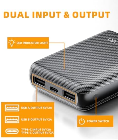 Compact Heated Vest Battery Pack with 5 V Power Output – USB-C Portable Charger for Heated Jackets, Pads & Hoodies – Enhanced Speed & Compatibility for Outdoor Comfort
