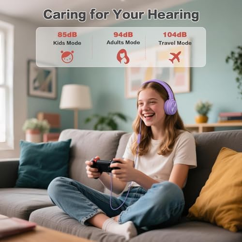 SIMOLIO 2-Pack Foldable Wired Headphones with Volume Limiter – Lightweight & Comfortable 3.5 mm Audio Solution for Kids and Adults – Perfect for Travel, Home, Office, Music, Gaming, and Calls – Exceptional Sound Quality and Durability