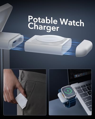 ESR Qi2 3-in-1 Wireless Charging Station – Fast 15 W Mag Safe Charger for i Phone 16/15/14/13, Certified Apple Watch & Air Pods Charger, Sleek White Design for Home or Office – Ultimate Multi-Device Charging Solution with Enhanced Compatibility and Speed