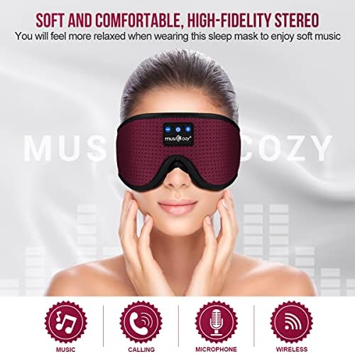 Transform Your Sleep Experience with the MUSICOZY Bluetooth Sleep Mask – Premium Wireless Eye Cover Featuring Built-In Earbuds for Ultimate Comfort, Perfect for Side Sleepers, Office Relaxation, and Travel – Advanced Bluetooth 5.4 Connectivity for Effortless Pairing and High-Quality Sound, Ideal Tech Gift for Anyone Seeking Restful Slumber.