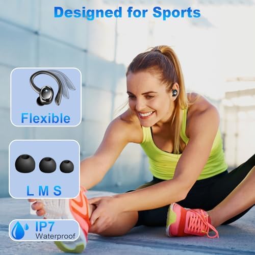 Revolutionary Bluetooth 5.4 Sports Earbuds with Secure Earhooks – IP7 Waterproof Design, 50-Hour Playtime, and Advanced 4-Mic ENC Noise Cancellation for Unmatched Call Clarity – Tailored for Athletes and Fitness Buffs Seeking Ultimate Comfort and Superior Sound Quality