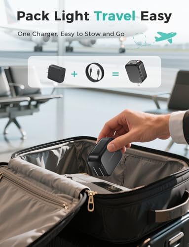 Compact Retractable 2-in-1 Wall Charger with USB-C and 27-inch Cable – 30 W Fast Charging Adapter for i Phone 16/15, i Pad, Galaxy & Pixel – Sleek Black, Perfect for Travel and Enhanced Device Compatibility