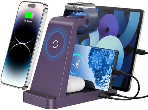 Revolutionize Your Charging Routine with the 5-in-1 Wireless Charging Station for i Phone – Fast, Efficient Dock for i Phone 16, 15, 14, 13, 12 Pro Max, Apple Watch, and Air Pods – Enhanced Compatibility, Intelligent Power Delivery, and Sleek Design for Clutter-Free Convenience