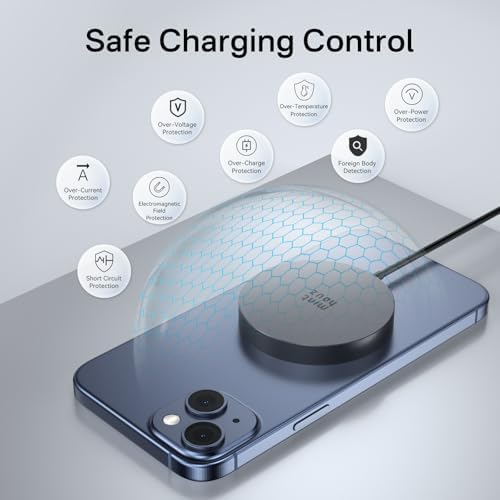 Minthouz Qi2 Magnetic Wireless Charger – 15 W Fast Charging for i Phone 16/15/14/13/12 Series & Air Pods, Sleek Magnetic Charging Pad for Qi-Enabled Devices, Effortless Power Boosts & Streamlined Design, Perfect for Home & Travel, No Adapter Required, Modern Black Finish