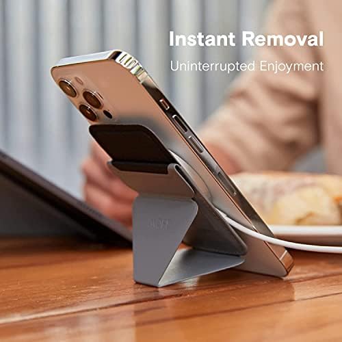 MOFT MagSafe Wallet Stand for iPhone 16/15/14/13/12 Series MagSafe Compatible Phone Stand with 3 Viewing Angles (Cool Gray) – Enhanced Compatibility and Speed