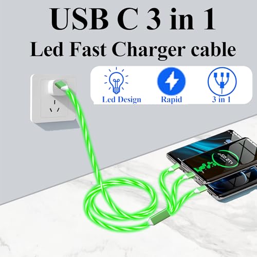LED USB C Multi Charging Cable – 3-in-1 Fast Charging Solution with 3 A Power Delivery, 4 FT Length & Innovative LED Indicator for Type C, Micro USB & Apple Devices – Durable, Tangle-Free Design Perfect for Home, Office & Travel Use