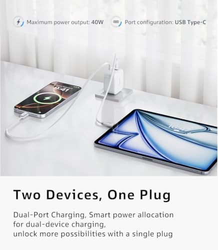 Experience Maximum Efficiency with TORRAS Flex Line 40 W Dual-Port USB-C Charger Block for Galaxy Z Fold 7 – Fast Charging Power Adapter with Retractable Cable, Ideal for i Phone 15/16 & Samsung Galaxy S25/S24 Ultra, Sleek Gold Finish for Ultimate Style and Portability