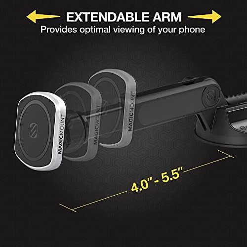 Transform Your Driving Experience with the Scosche MP2 FM-XCES0 Magic Mount Pro2 – Universal Flush Magnetic Car Mount Compatible with Mag Safe, i Phones, Galaxy, Pixel & All Smartphones – Effortless Hands-Free Access and Enhanced Stability for Safe Navigation