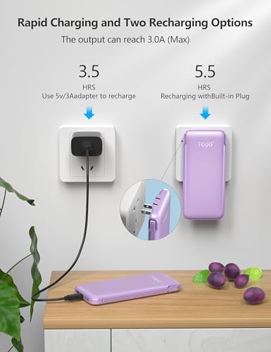 Dual 10000 m Ah Portable Power Bank Set with Built-In Cables and Fast Charging – Travel-Ready USB-C Charger for i Phone & Android Devices in Sleek White & Purple Design – Ultimate Compatibility for On-the-Go Power Solutions