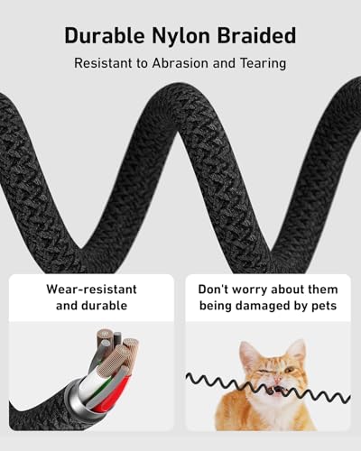 USB C Cable Coiled 6FT 2Pack, Braided USB A to Type C Charger Cable for Car 66W Fast Charging Cord Compatible with iPhone 16 15, iPad, Samsung Galaxy, Google Pixel, Moto, TCL, LG Phones – Enhanced Compatibility and Speed