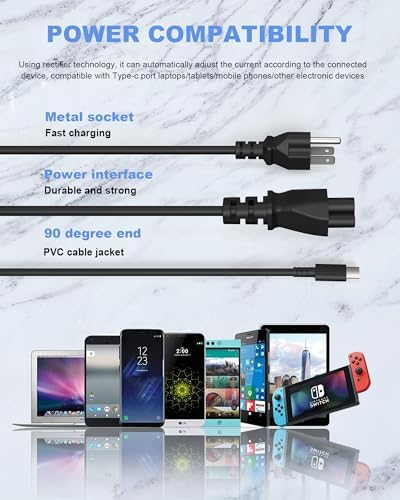 High-Performance 65 W & 45 W USB-C Laptop Charger for Lenovo – Universal Power Adapter for Think Pad, Yoga, Chromebook & More – Fast Charging Compatibility with Acer, Dell, HP – Ideal Replacement for Reliable Power Supply – 1-Year Warranty Included